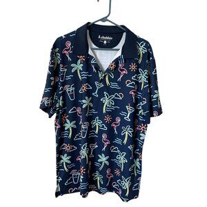 CHUBBIES Mens Golf Polo Neon Light Performance Blue Xlarge